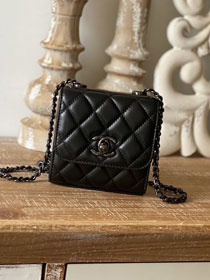 CC original lambskin mini wallet on chain A82769 allblack