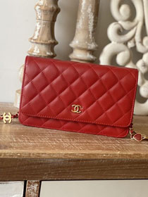 CC original lambskin wallet on chain AP3035 red