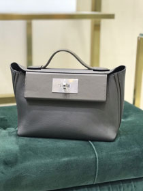 Hermes original togo leather small kelly 2424 bag HH03698 gris etain