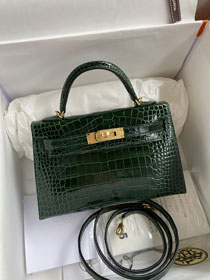 Hermes genuine crocodile leather mini kelly bag K0019 emerald