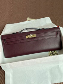 hermes original swfit leather kelly cut 31 clutch H032 bordeaux