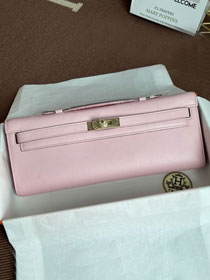 hermes original swfit leather kelly cut 31 clutch H032 light pink