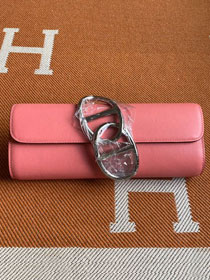 Hermes original swfit leather egee clutch E001 rose lipstick	