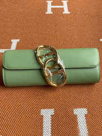 Hermes original swfit leather egee clutch E001 vert criquet