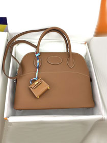 Hermes original togo leather small bolide 27 bag B027 gold brown