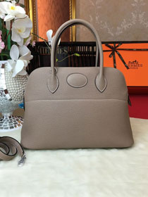 Hermes original togo leather small bolide 27 bag B027 gris tourterelle