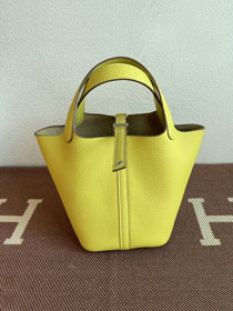 Hermes original togo leather small picotin lock bag HP0018 lemon yellow