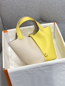 Hermes original togo leather small picotin lock bag HP0018 yellow&white