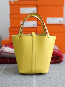 Hermes original epsom leather picotin lock 22 bag HP0022 jaune de naples