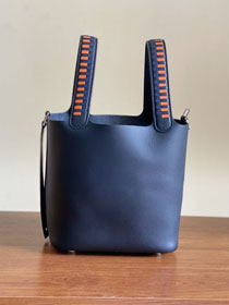 Hermes original epsom leather picotin lock 22 bag HP0022 navy blue