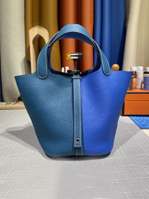 Hermes original togo leather picotin lock bag HP0022 blue