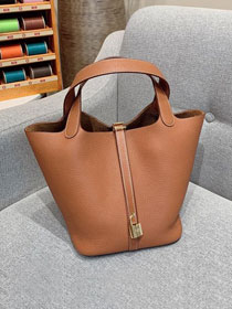 Hermes original togo leather picotin lock bag HP0022 brown