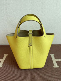 Hermes original togo leather picotin lock bag HP0022 lemon yellow	