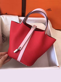 Hermes original togo leather picotin lock bag HP0022 red&pink