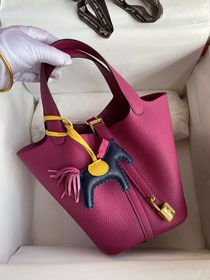 Hermes original togo leather picotin lock bag HP0022 rose purple