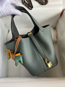 Hermes original togo leather picotin lock bag HP0022 vert amande