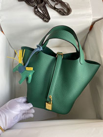 Hermes original togo leather small picotin lock bag HP0018 peacock green