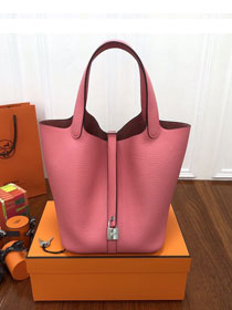 Hermes original togo leather small picotin lock bag HP0018 rose lipstick