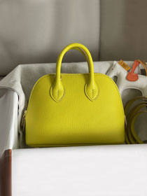 Hermes original chevre leather mini bolide bag H018 lemon yellow