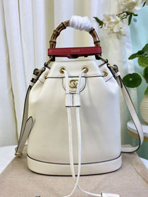 2023 GG original calfskin diana small bucket bag 724652 white