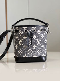 2023 Louis vuitton original denim nano noe bag M46449 grey