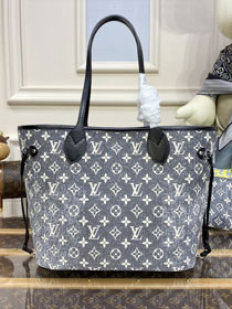 2023 Louis vuitton original denim neverfull mm M21465 grey