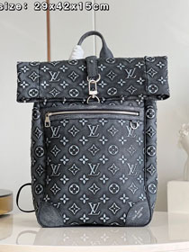 Louis vuitton original calfskin roll top backpack M21359 black