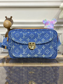 Louis vuitton original monogram denim waist bag M44466 blue