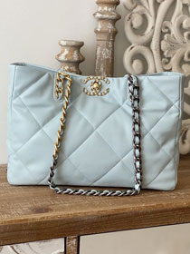 CC original lambskin 19 shopping bag AS3660 light blue