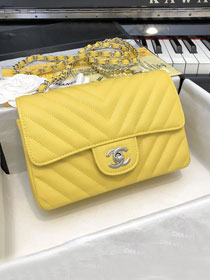 CC original grained calfskin mini flap bag A69900-3 yellow