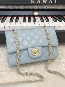 CC original lambskin mini flap bag A69900 ice blue