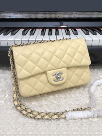 CC original lambskin mini flap bag A69900 light yellow