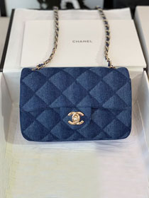 2023 CC original denim mini flap bag A69900 dark blue