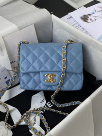 CC original lambskin nano flap bag A35200 blue