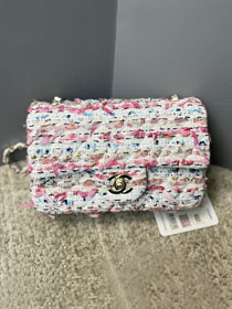 CC original tweed mini flap bag A69900 white&pink