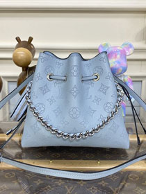 2023 Louis vuitton original mahina leather bella bucket bag M21144 blue