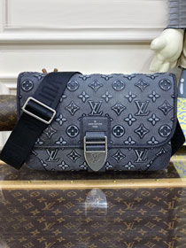 Louis vuitton original calfskin archy messenger bag M21358 black