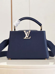 Louis vuitton original calfskin capucines BB handbag M58671 dark blue