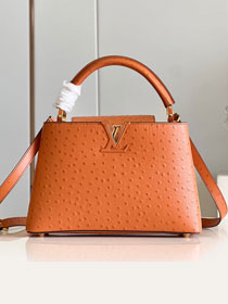 Louis vuitton original ostrich calfskin capucines BB handbag M48865 tan