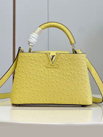 Louis vuitton original ostrich calfskin capucines BB handbag M48865 yellow