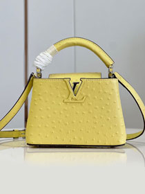 Louis vuitton original ostrich calfskin capucines mini handbag M93483 yellow