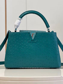 Louis vuitton original ostrich calfskin capucines mm handbag M59883 lake green