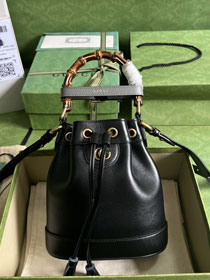 2023 GG original calfskin diana mini bucket bag 724667 black