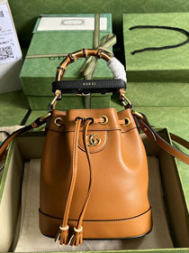 2023 GG original calfskin diana mini bucket bag 724667 brown