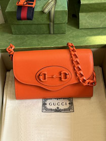 GG original calfskin horsebit 1955 mini bag 724713 orange