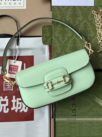 2024 GG original calfskin horsebit 1955 small shoulder bag 735178 light green