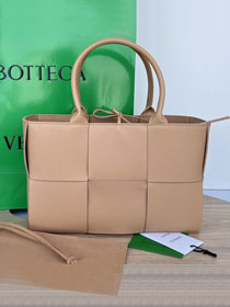 BV original grained calfskin small arco tote bag 652867 almond