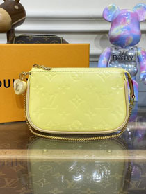 Louis vuitton original patent calfskin mini pochette M80732 yellow