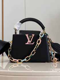 Louis vuitton original calfskin capucines mini handbag M21798 black