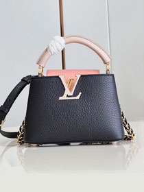 Louis vuitton original calfskin capucines mini handbag M48865 black